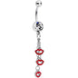 Clear Gem Vampire Fangs Halloween Dangle Belly Ring