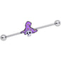 14 Gauge Skull Purple Witch Hat Halloween Industrial Barbell 38mm