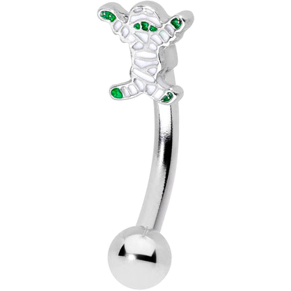 14 Gauge 5/16 Green Mummy Halloween Curved Eyebrow Ring