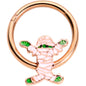 16 Gauge 3/8 Rose Gold Tone Green Mummy Halloween Hinged Segment Ring