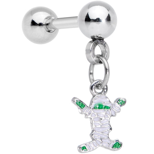 16 Gauge 1/4 Green Mummy Halloween Dangle Cartilage Earring