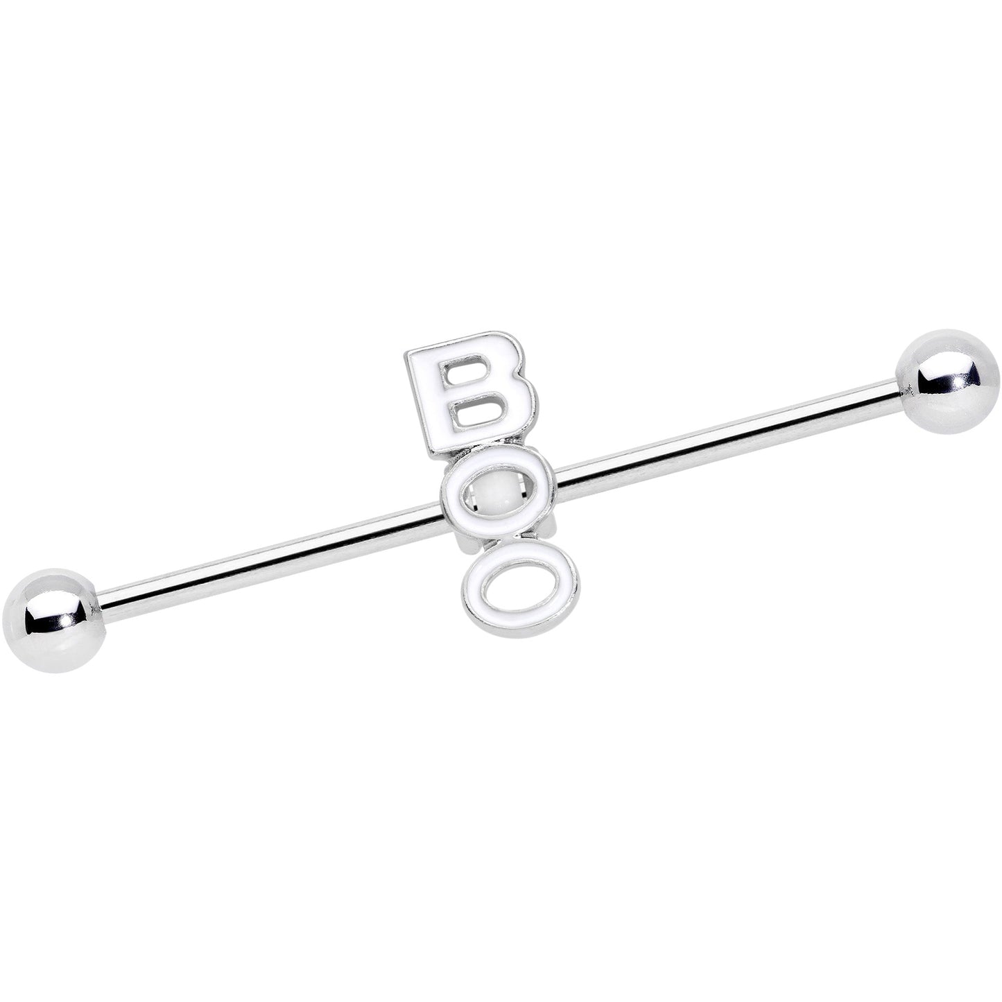 14 Gauge White Boo Halloween Industrial Barbell 38mm