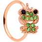 20 Gauge 5/16 Green Gem Rose Gold Tone Royal Frog Nose Hoop