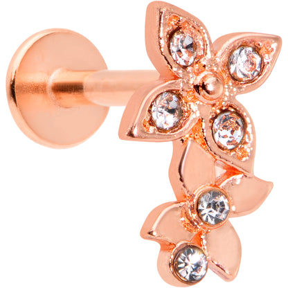 16 Gauge 5/16 Clear Gem Rose Gold Tone Butterfly Duo Labret Tragus