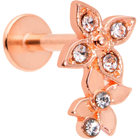 16 Gauge 5/16 Clear Gem Rose Gold Tone Butterfly Duo Labret Tragus