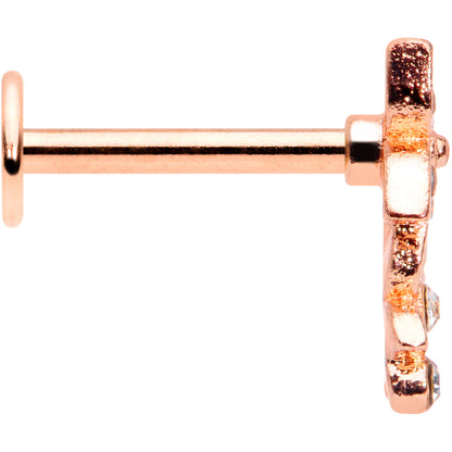 16 Gauge 5/16 Clear Gem Rose Gold Tone Butterfly Duo Labret Tragus