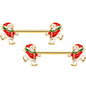 14 Gauge 9/16 Gold Tone Ice Skate Snowman Christmas Nipple Ring Set