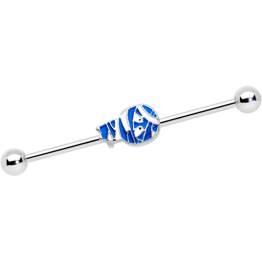 14 Gauge Blue White Mummy Halloween Industrial Barbell 38mm