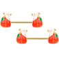 14 Gauge 9/16 Gold Tone Haunted Pumpkin Halloween Nipple Ring Set