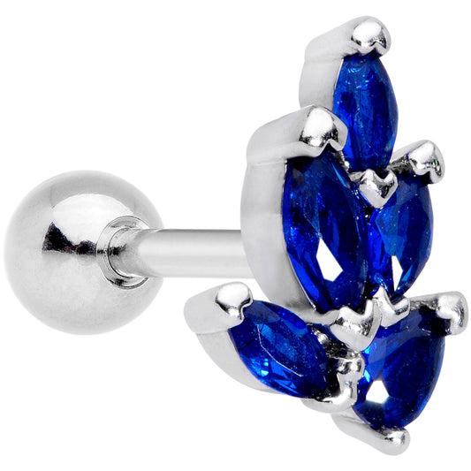16 Gauge 1/4 Blue Gem Raindrop Cartilage Tragus Earring