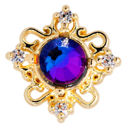 16 Gauge 1/4 Purple Tourmaline Gold Tone Filigree Cartilage Tragus