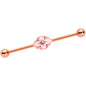 14 Gauge Clear Gem Rose Gold Tone Pink Cross Industrial Barbell 38mm