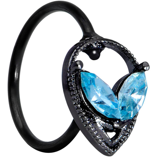 20 Gauge 5/16 Aqua Gem Black Alien Nose Hoop