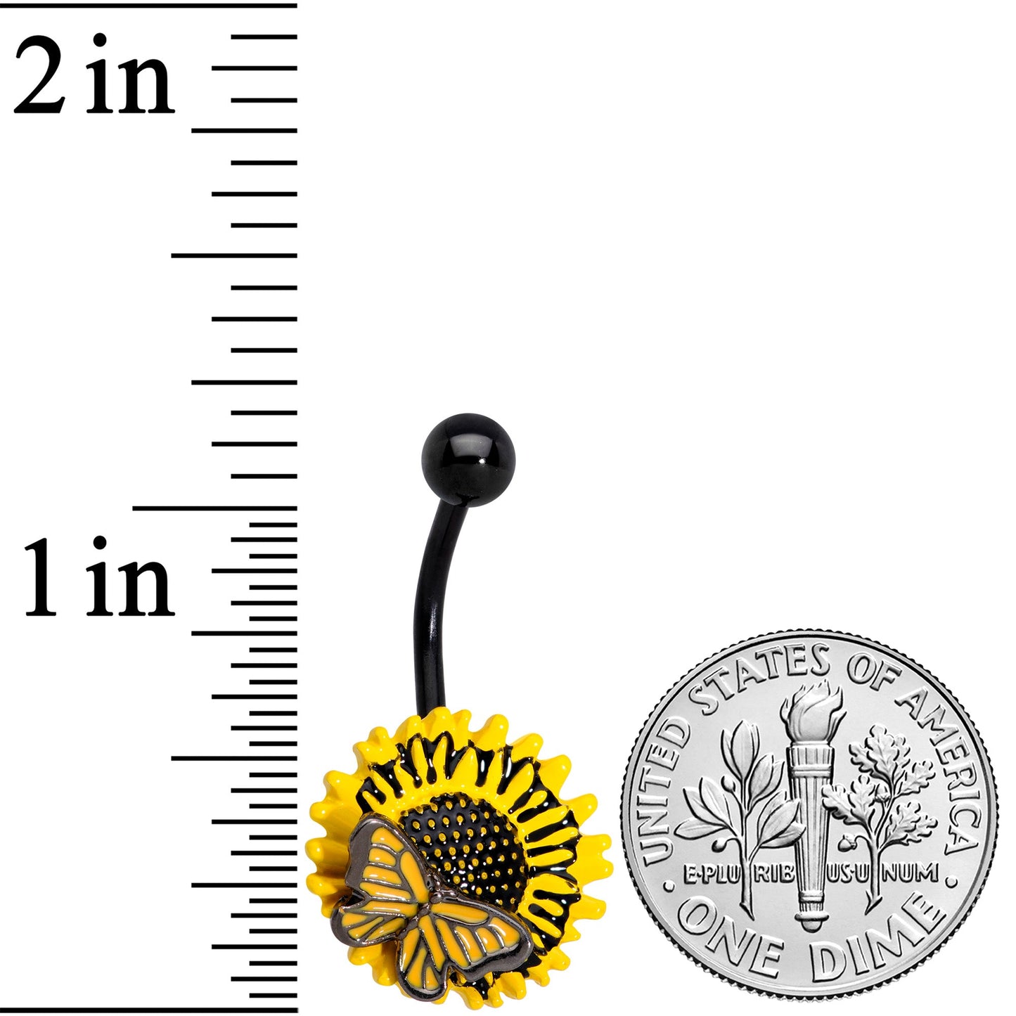 Black Sunflower Butterfly Belly Ring