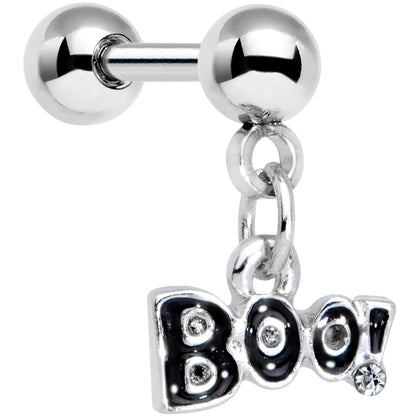 16 Gauge 1/4 Clear Gem Boo Halloween Dangle Cartilage Tragus Earring