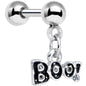 16 Gauge 1/4 Clear Gem Boo Halloween Dangle Cartilage Tragus Earring