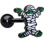 16 Gauge 1/4 Black Plated Green White Mummy Halloween Cartilage Tragus
