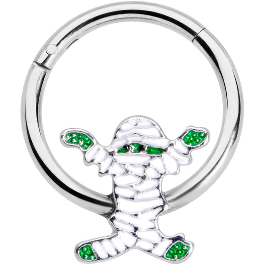 16 Gauge 3/8 White Green Mummy Halloween Hinged Segment Ring