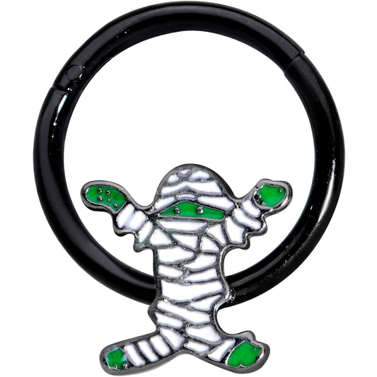 16 Gauge 3/8 White Green Mummy Black Halloween Hinged Segment Ring