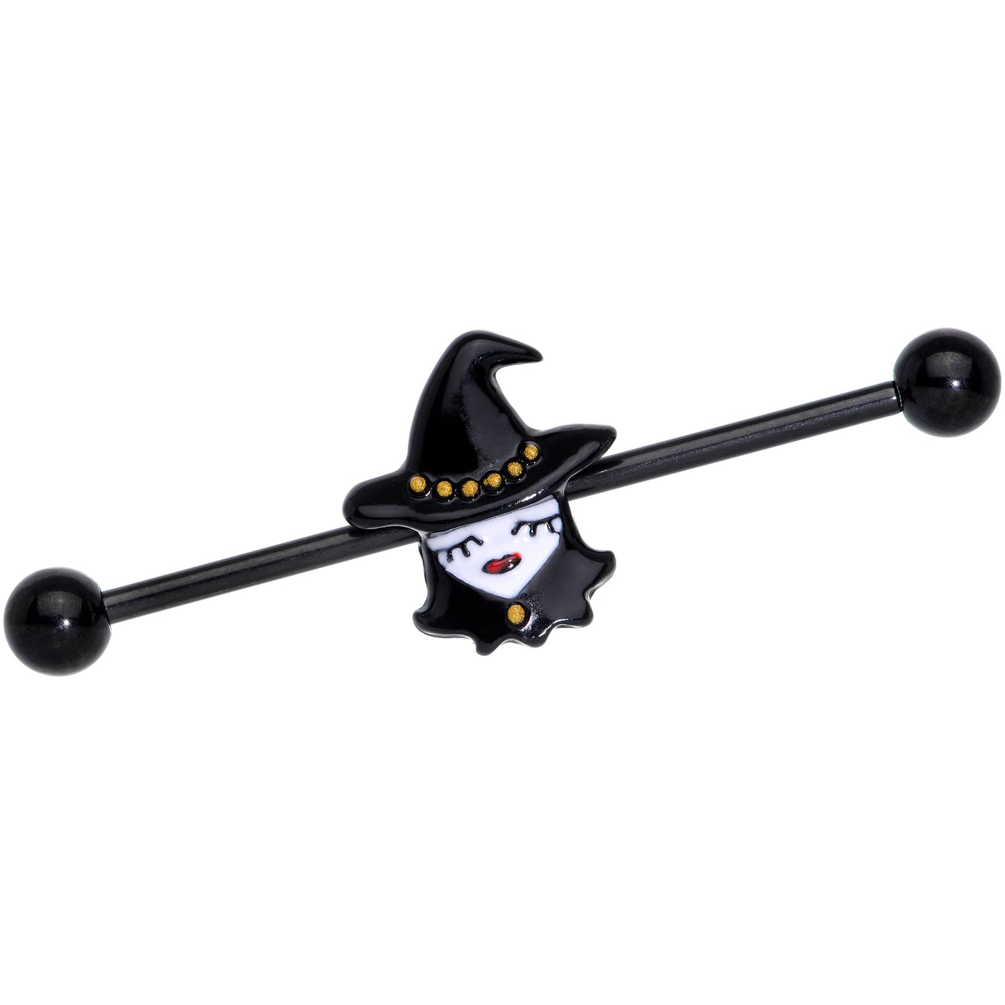 14 Gauge Black Goth Witch Halloween Industrial Barbell 38mm