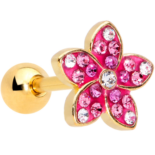 16 Gauge 1/4  Purple Gem Gold Tone Fabulous Flower Cartilage Tragus