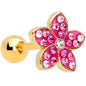 16 Gauge 1/4  Purple Gem Gold Tone Fabulous Flower Cartilage Tragus