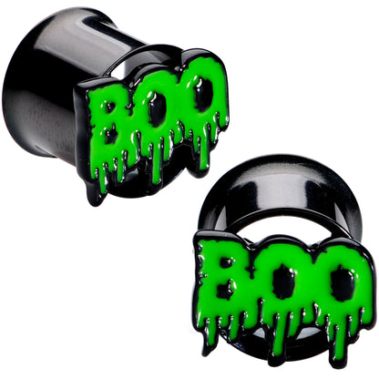 Green Boo Halloween Double Flare Plug Set