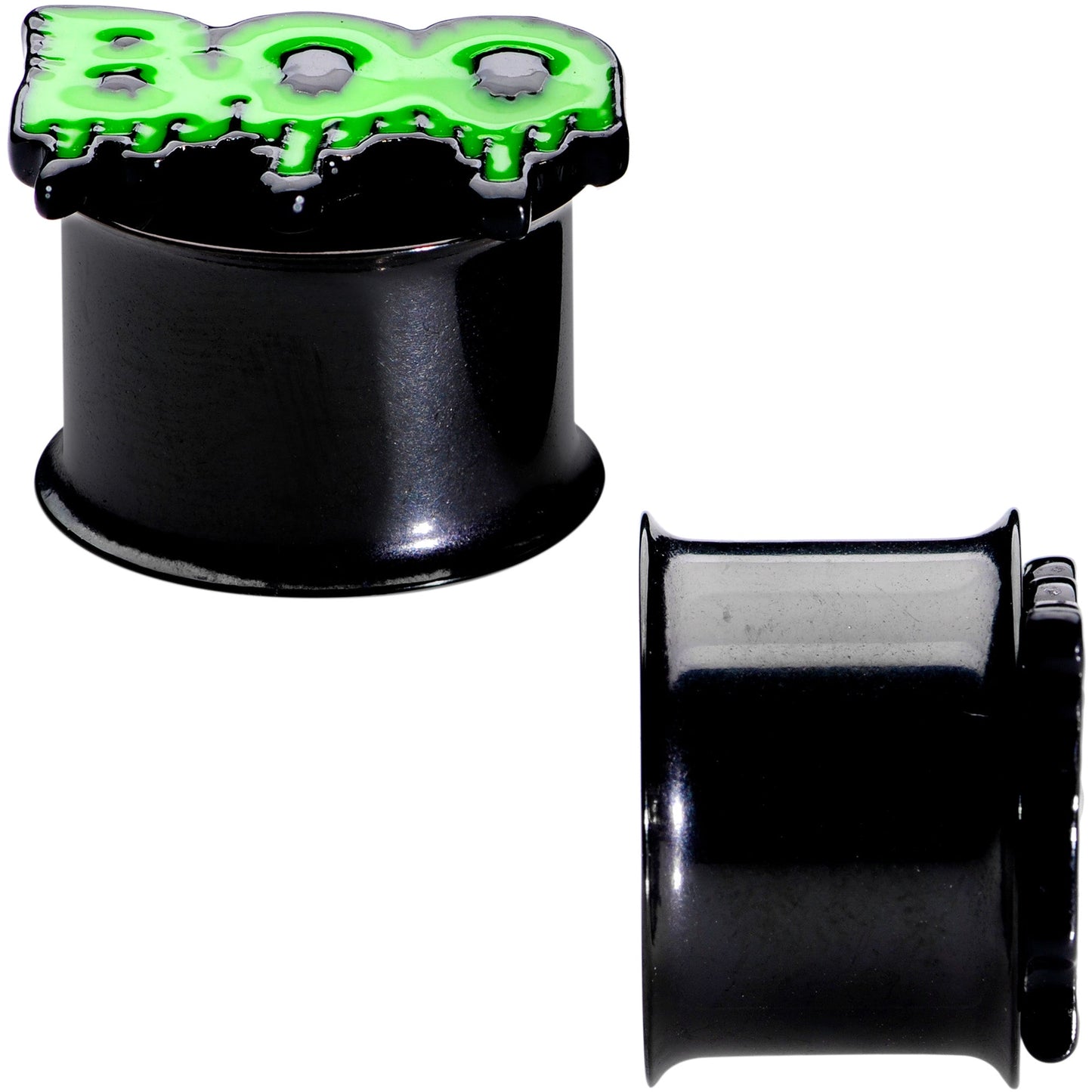 Green Boo Halloween Double Flare Plug Set