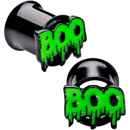 Green Boo Halloween Double Flare Plug Set