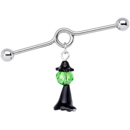 14 Gauge Green Gem Spooky Witch Halloween Dangle Project Bar 38mm