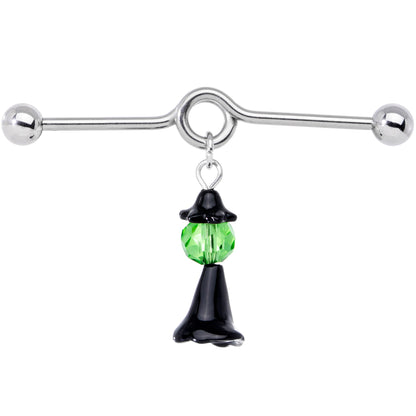 14 Gauge Green Gem Spooky Witch Halloween Dangle Project Bar 38mm