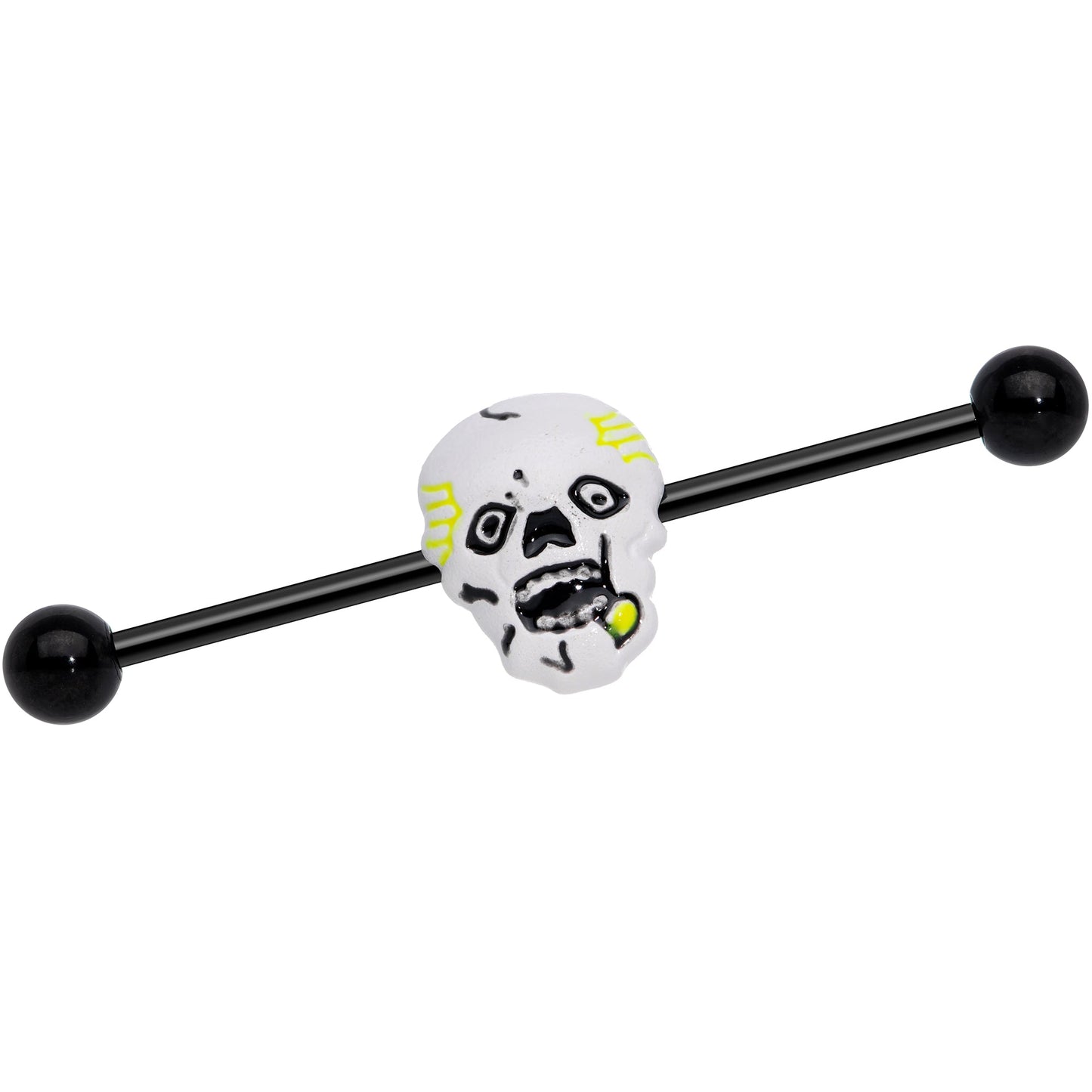 14 Gauge Black Skull Halloween Industrial Barbell 38mm