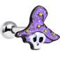 16 Gauge 1/4 Skull Purple Witch Hat Halloween Cartilage Tragus Earring