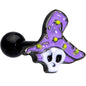 16 Gauge 1/4 Black Skull Purple Witch Hat Halloween Cartilage Tragus