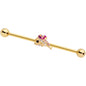 14 Gauge Purple Gem Gold Tone Dainty Dolphin Industrial Barbell 38mm