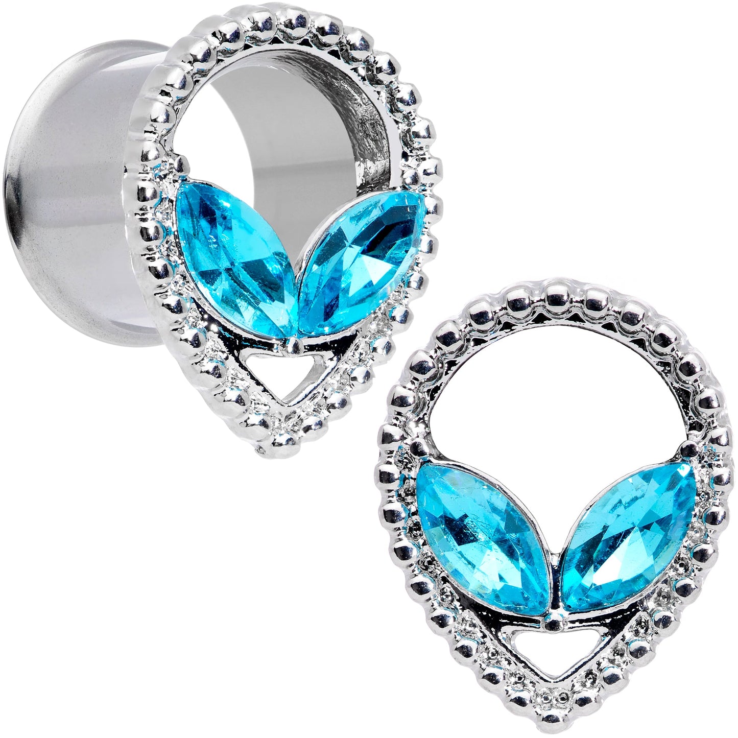 Aqua Gem Alien Double Flare Tunnel Plug Set