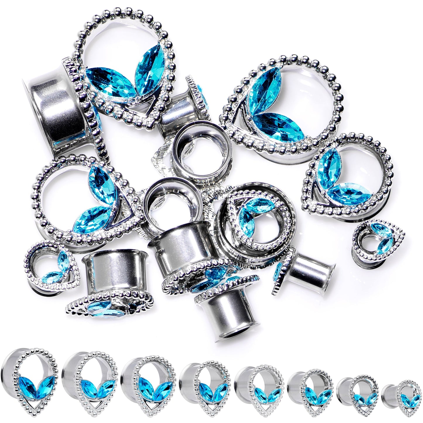 Aqua Gem Alien Double Flare Tunnel Plug Set