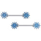 14 Gauge 9/16 Blue Winter Snowflake Christmas Barbell Nipple Ring Set