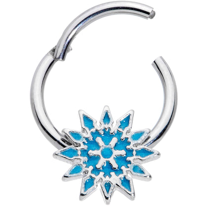 16 Gauge 3/8 Blue Winter Snowflake Christmas Hinged Segment Ring