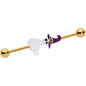 14 Gauge Gold Tone Ghost Witch Halloween Industrial Barbell 38mm