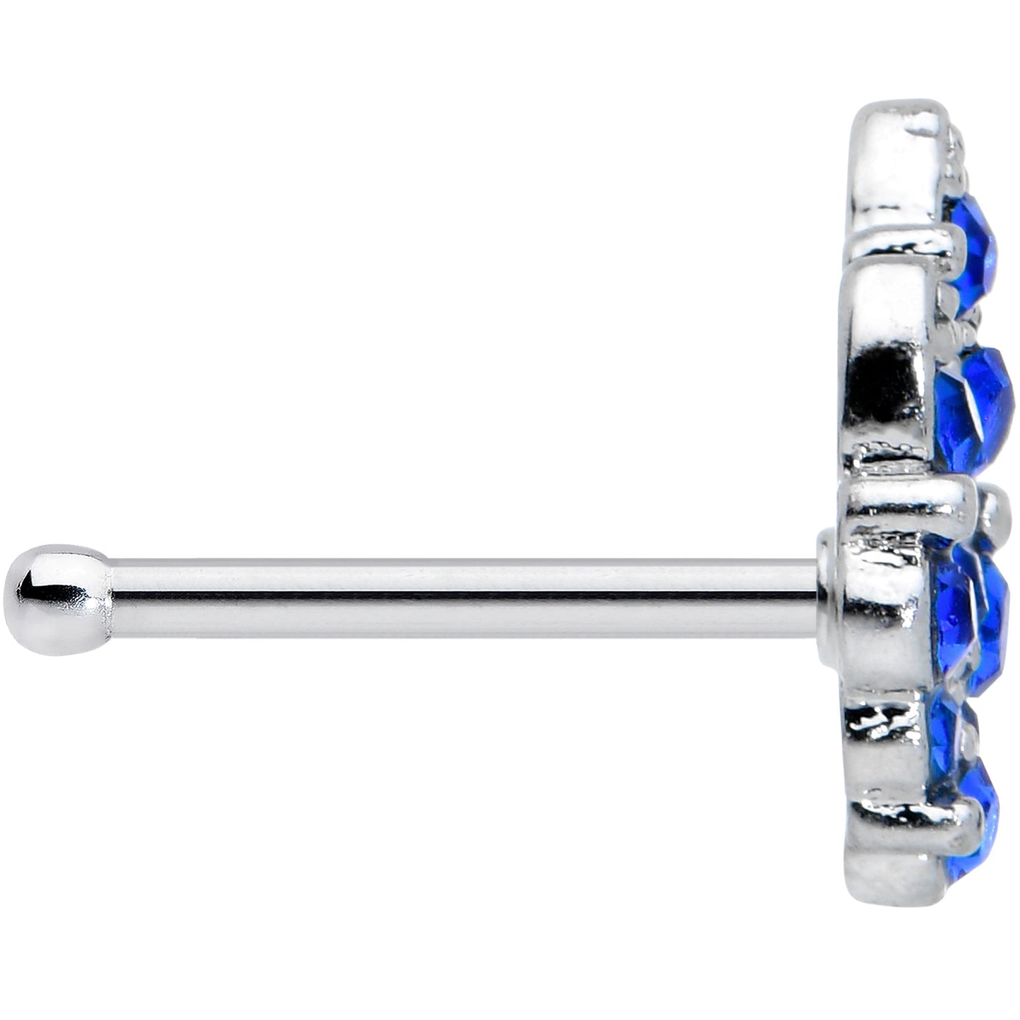 20 Gauge 1/4 Blue CZ Gem Fountain Nose Bone