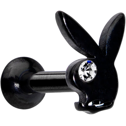 16 Gauge 1/4 Licensed Playboy Clear CZ Black Internal Thread Labret
