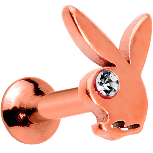 16 Gauge 1/4 Licensed Playboy CZ Rose Gold Hue Internal Thread Labret
