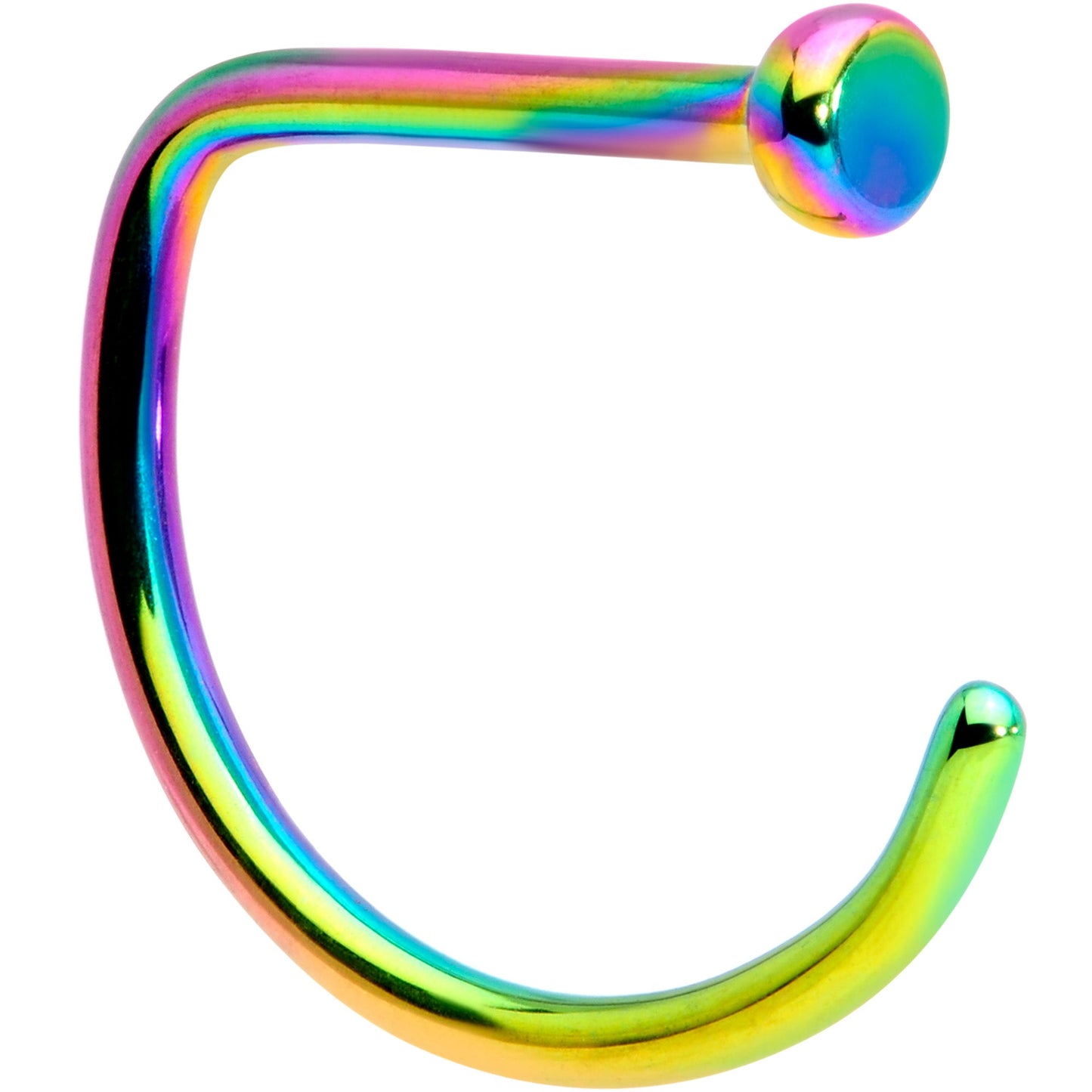 20 Gauge 5/16 Rainbow Implant Grade Titanium D Shape Nose Hoop