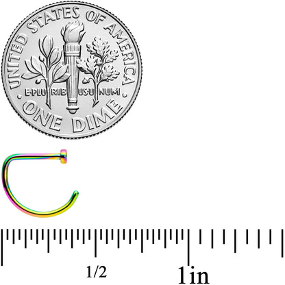 20 Gauge 5/16 Rainbow Implant Grade Titanium D Shape Nose Hoop