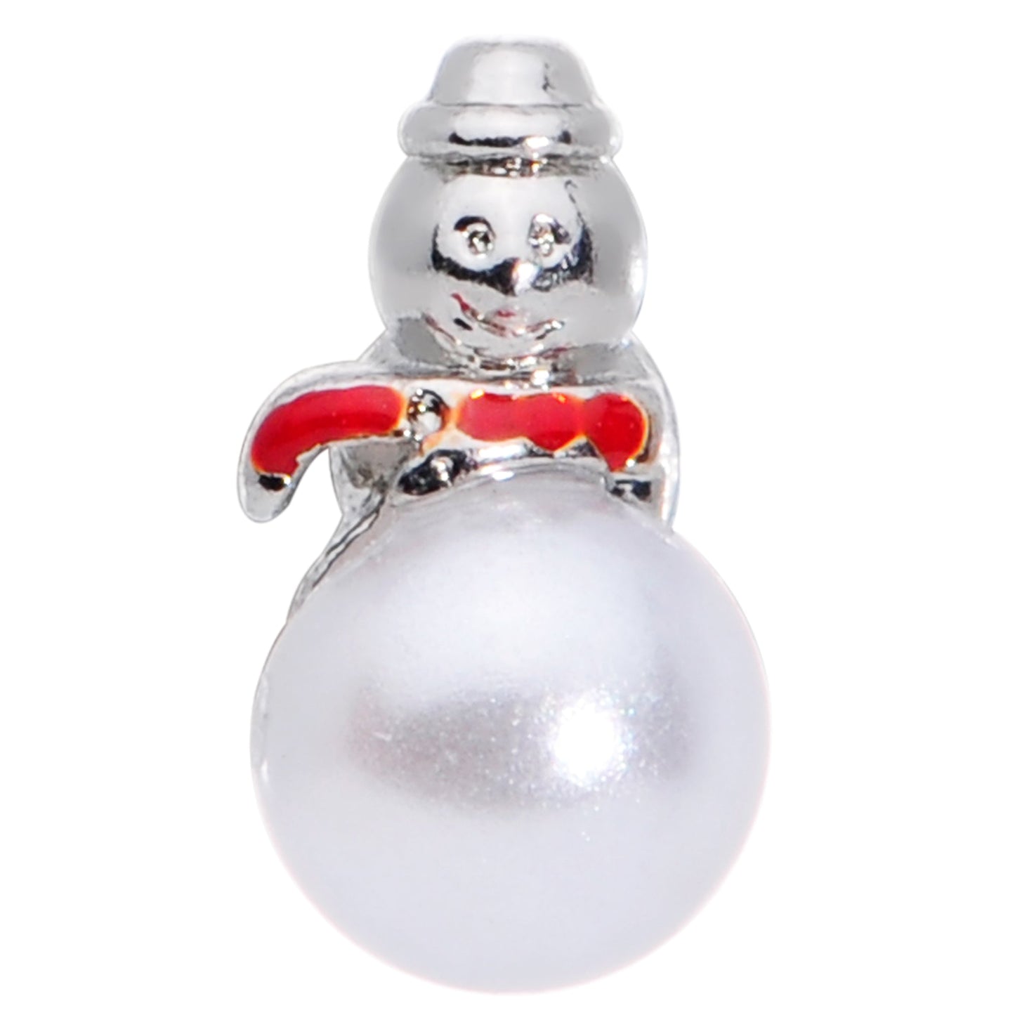 16 Gauge 5/16 Pearlescent Orb Snowman Christmas Labret Monroe Tragus