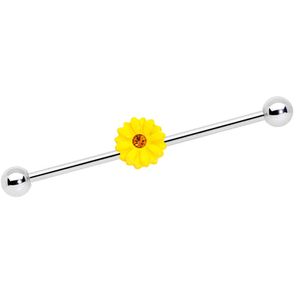 14 Gauge Yellow Gem Yellow Sunflower Industrial Barbell 38mm