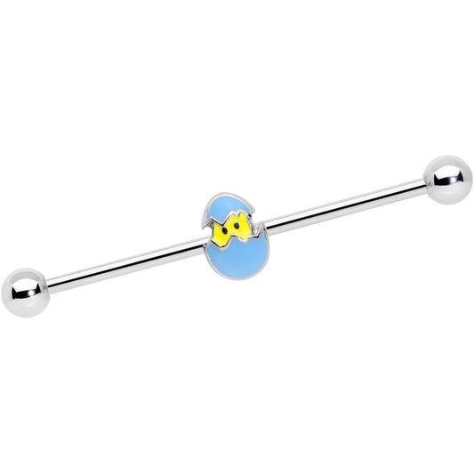 14 Gauge Blue Easter Egg Chick Industrial Barbell 38mm