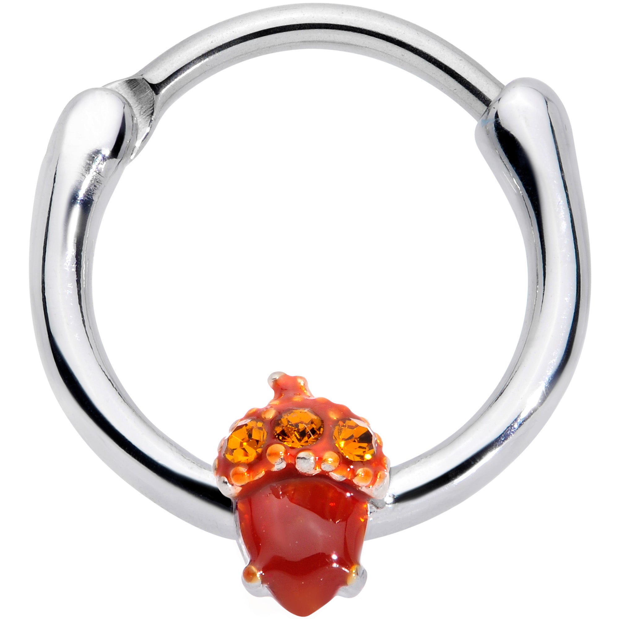 Acron Clicker 16 Gauge 3/8 Brown Gem Fall Autumn Acorn Cartilage Clicker – Body Candy B2B