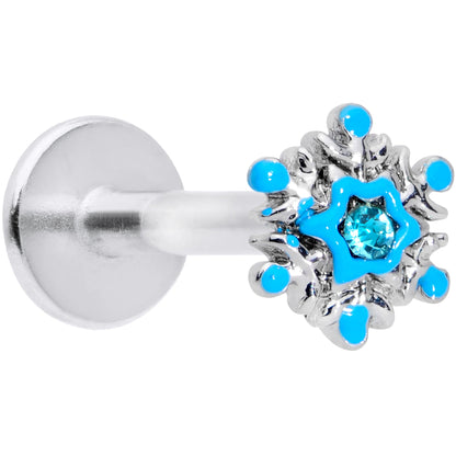 16 Gauge 5/16 Aqua Gem Winter Snowflake Christmas Labret Monroe Tragus